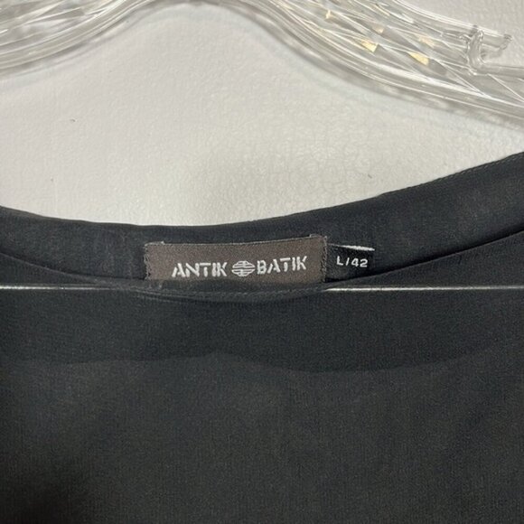 Antik Batik silk Black Dress with Colorful Sleeve Accents large - Picture 3 of 7